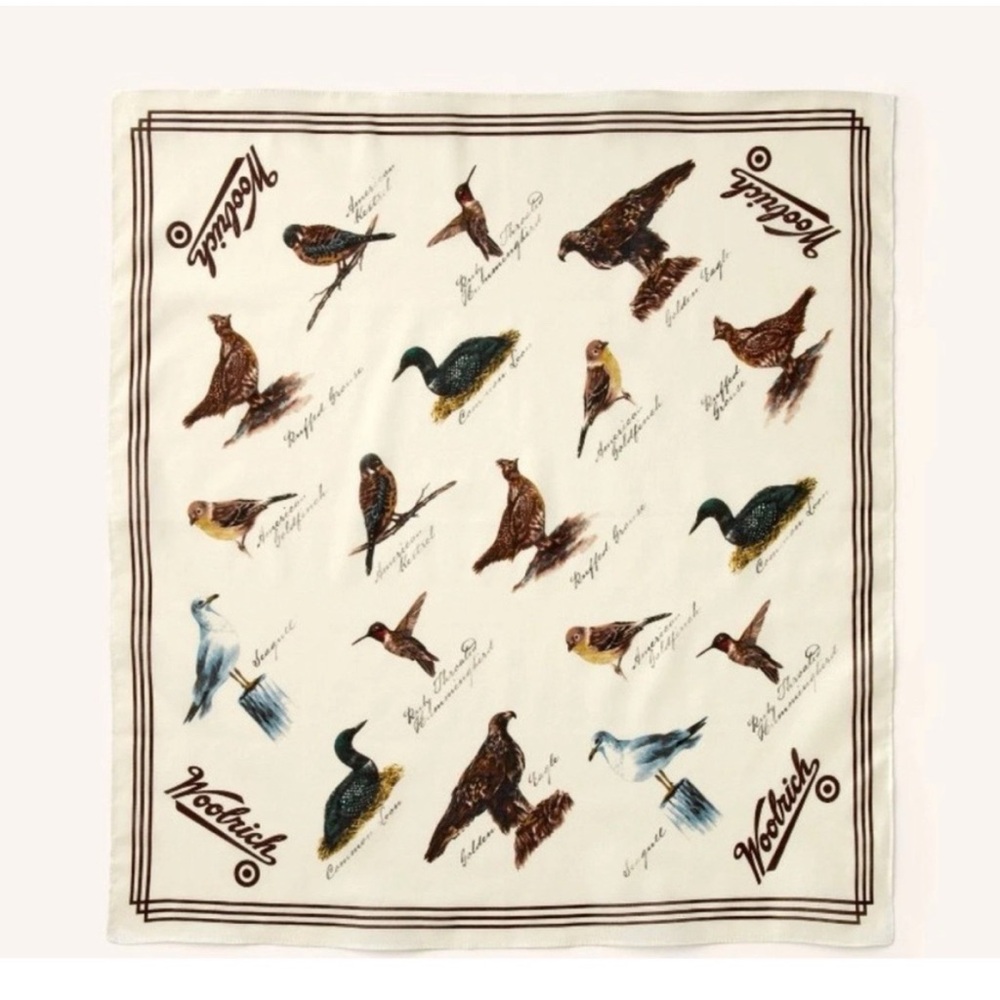 NWT Woolrich x Target Ivory Bird Pattern Cotton Bandana